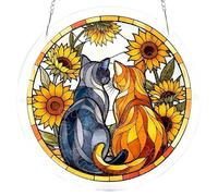 Puzzle décoratif en acrylique avec chaîne - Décoration d'intérieur créative - Multifonctionnel - Puzzle en verre teinté pour porte, jardin, maison