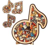 Puzzle Décoratif en Bois 3D en Forme de Note de avec Divers Fragments Intérieurs et Note de Musique Classique Superbe Décoration Cadeau pour Les Amateurs de Musique (C)