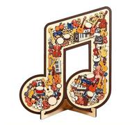 Puzzle décoratif en bois 3D en forme de note de musique, superbe décoration avec divers fragments intérieurs et notes de musique classiques, cadeau pour les amateurs de musique