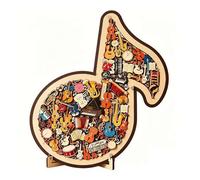 Puzzle décoratif en bois 3D en forme de note de musique, superbe décoration avec divers fragments intérieurs et notes de musique classiques, cadeau pour les amateurs de musique