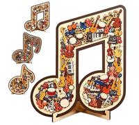 Puzzle décoratif en bois 3D en forme de note de musique, superbe décoration avec divers fragments intérieurs et note de musique classique, cadeau pour les amateurs de musique