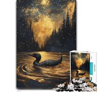 Puzzle Décoratif Loon in Golden Lake at Night pour Adultes, Format 300 PCS