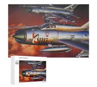Puzzle Décoratif Mig21 MF Mikoyan Fighter pour Adultes, Format 1000 PCS