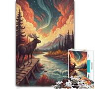 Puzzle Décoratif Moose on A Bridge Over A River pour Adultes, 1000 PCS