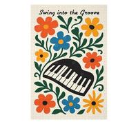 Puzzle Décoratif Swing Into The Groove Floral Piano pour Adultes, Format 1000 PCS