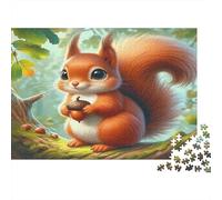 Puzzle d'Écureuil 1000 pièces - Papier recyclé, Écureuil Tenant Une Noix sur Une Branche dans Un Fond Vert pour Adultes et Enfants - Jeu Difficile et Stimulant, Activité familiale 52x38cm/1000 pièces