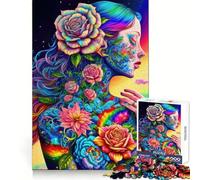 Puzzle Déesse des Fleurs Arc-en-Ciel 1000 Pièces pour Adolescents Stimule la Mémoire Loisirs Faciles Bords Nets Surprise de Noël (38x26cm)