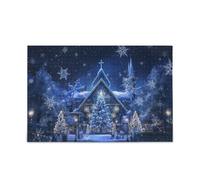 Puzzle d'église de nuit enneigée pour adultes - Divertissement et intelligence - Jeux de cerveau dur - Parfait pour les soirées de jeu pour adultes - 500 pièces