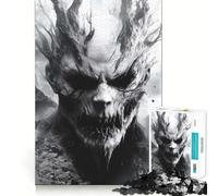 Puzzle démon de 1000 pièces en noir et blanc avec pièces sur mesure, un jeu cognitif qui invite à jouer confortablement et donne un motif de Noël (50 x 75 cm)