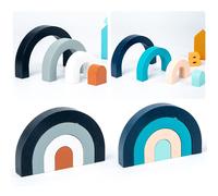 Puzzle D'empilage En Bois Arc-En-Ciel, Jouets, Tunnel D'empilage, Montessori, Jeu D'empilage