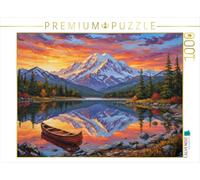 Puzzle · Denali National Park mit Boot im Sonnenuntergang | Als Gemälde · 1000 pièces · Format assemblé 64 × 48 cm · CALVENDO Puzzle