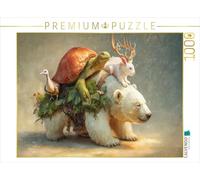 Puzzle · des Animaux rigolos | L'ours polaire porte ses compagnons · 1000 pièces · Format assemblé 64 × 48 cm · CALVENDO Puzzle