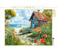Puzzle · des Coquelicots sur la Maison de la Plage | Maison de plage dans les dunes avec des coquelicots · 1000 pièces · Format assemblé 64 × 48 cm · CALVENDO Puzzle