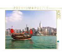 Puzzle · des jonques dans Le Port Victoria de Hong Kong | 2000 pièces · Format assemblé 90 × 67 cm · CALVENDO Puzzle