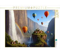 Puzzle · des montgolfières au-Dessus d'un Paysage surréaliste avec Un | arc-en-ciel · 1000 pièces · Format assemblé 64 × 48 cm · CALVENDO Puzzle