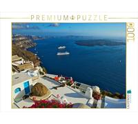 Puzzle · des navires de rêve au Large de l'île de rêve de Santorin | 1000 pièces · Format assemblé 64 × 48 cm · CALVENDO Puzzle