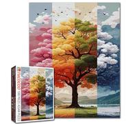 Puzzle des Quatre Saisons Arbre de Vie - Panneau de Puzzle Artistique saisonnier avec Les Couleurs du Printemps, de l'été, de l'automne et de l'hiver - 1000 pièces pour Adultes - Défis familiaux et