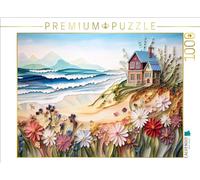 Puzzle · des Vagues Douces à la Petite Maison de Plage | Art du papier découpé et quilting · 1000 pièces · Format assemblé 64 × 48 cm · CALVENDO Puzzle