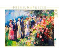 Puzzle · des visiteurs de l'époque Biedermeier admirent la splendeur des | fleurs dans la roseraie romantique : un jeu de puzzle · 1000 pièces · Format assemblé 64 × 48 cm · CALVENDO Puzzle