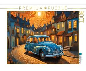 Puzzle · des Voitures Anciennes dans Le Style de Van Gogh | Entre ruelles et histoire · 1000 pièces · Format assemblé 64 × 48 cm · CALVENDO Puzzle