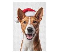 Puzzle Détaillé Basenji Dog with Santa Hat Portrait pour Adultes, Format 1000 PCS