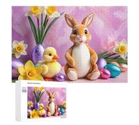 Puzzle Détaillé Easter Bunny and Duck Plush Set, 1000 PCS, pour Adultes, comme Activité Créative pour Les Adultes Patients, pour Les Passionnés