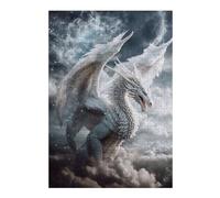 Puzzle Détaillé pour Adultes, Motif White Dragon in Clouds -1, 300 PCS