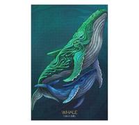 Puzzle Détaillé Two Whales in Teal and Blue pour Adultes, 1000 PCS