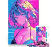 Puzzle d'été 1000 pièces avec Une Jolie Fille Anime Jeu de réflexion créatif Découpe Nette Composants Robustes Idéal pour Les Voyages (50x75cm)