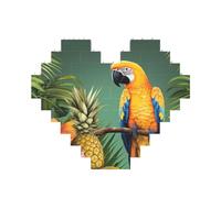 Puzzle d'été en forme de cœur pour perroquet ananas oiseau en forme de cœur, puzzle photo personnalisé pour adultes Micro blocs de construction 3D pour décoration d'intérieur