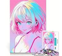 Puzzle d'été pour Adolescents,Motif Fille Mignonne d'anime,1000 pièces,Jeu Stimulant l'esprit,Taille Uniforme,pièces précises,activité Amusante en Famille Le Soir (38x52cm)