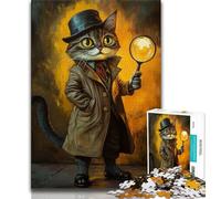 Puzzle Detective Cat 1000 pièces pour Adultes, Cadeaux, Aide Le Cerveau à exercer, Jouets addictifs pour cultiver la Patience, Convient aux Couples (75x50cm)