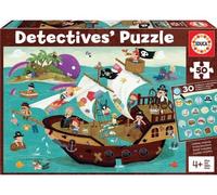 Puzzle Detective : Le Bateau Pirate Et L Ile Au Tresor 50 Pieces - Mer - Pieuvre -Educa - Jeu Enfant