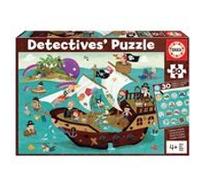 Puzzle detective : le bateau pirate et l ile au tresor 50 pieces - mer - pieuvre -educa - jeu enfant G