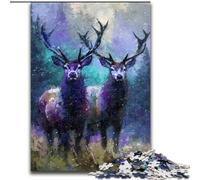 Puzzle Deux Cerfs 1000 pièces pour Adolescents, Jeu Familial Anti-Stress, défi Difficile, Cadeaux pour Amis et Famille (26x38cm)
