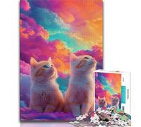 Puzzle Deux Chats 1000 pièces pour Adultes et Adolescents, Jeu Stimulant et Jeu Familial idéal comme Cadeau pour Toute la Famille (50x75cm)