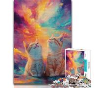 Puzzle Deux Chats 1000 Pièces pour Adultes et Adolescents, Jouet Éducatif et Apprentissage, Idéal comme Cadeau pour Toute la Famille (38x26cm)