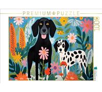 Puzzle · Deux Chiens Jouent dans Le Jardin | Un motif inspiré de Matisse · 1000 pièces · Format assemblé 64 × 48 cm · CALVENDO Puzzle