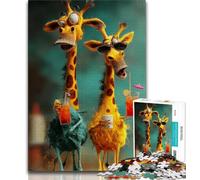 Puzzle Deux Girafes pour Adolescents, 1000 pièces, Jeux Amusants en Famille, idéal comme Cadeau pour Toute la Famille, 38x26cm