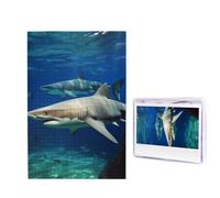 Puzzle deux requins blancs pour adultes de 1 000 pièces, puzzle en bois à partir de photos, puzzles stimulants parfaits pour les soirées de jeux, décoration de la maison, cadeau pour les fêtes