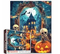 Puzzle d'Halloween de 1000 pièces pour adultes - Maison hantée avec squelettes et citrouilles - Puzzles effrayants gothiques - Décoration d'Halloween amusante - Cadeau pour les amateurs de puzzle - 70