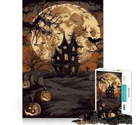Puzzle d'halloween Effrayant de 1000 pièces pour Adultes Jeu de logique Stimulant et apaisant Bords Nets Cadeau touchant (50x75cm)