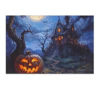 Puzzle d'Halloween effrayant maison citrouille 500 pièces pour adultes animaux colorés art difficile grand puzzle cadeau technique 52,8 x 37,9 cm