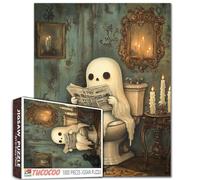Puzzle d'halloween fantôme de 1 000 pièces pour Adultes - Bougie WC Petit Diable et Journal - Parfait pour Les soirées de Jeux en Famille ou Les Amis - Cadeau Amusant - 50 x 70 cm