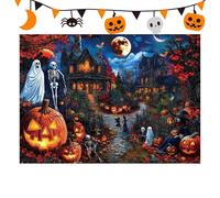 Puzzle d'Halloween - Grand format - Maison effrayante avec motifs d'Halloween - Jouet éducatif - Jeu de société pour les loisirs, la décoration intérieure - Décoration de vacances