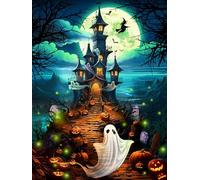 Puzzle d'Halloween hanté 550 pièces par Vermont Christmas Company - 61 x 45,7 cm - Grandes pièces de forme aléatoire