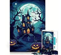 Puzzle d'halloween Maison Hantée 1000 pièces pour Adolescents Renforce la mémoire Calme et sérénité Qualité supérieure Cadeau de Noël idéal 50x75cm