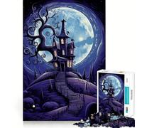 Puzzle d'halloween Maison Hantée pour Adultes 1000 pièces, Jeu de logique Pure, Anti-Stress, découpe Nette, Article Cadeau du Père Noël 38x52cm