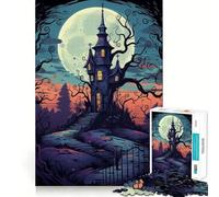 Puzzle d'halloween pour Adultes Maison hantée 1000 pièces, Jeu de logique et d'adresse, Plaisir Lent, découpe précise, Collection d'œuvres d'art 50x75cm
