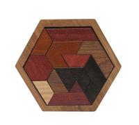 Puzzle d'hexagone en Bois, Jeu de Blocs de tangrams en Bois, Portable Montessory Toys pour enfats Adultes